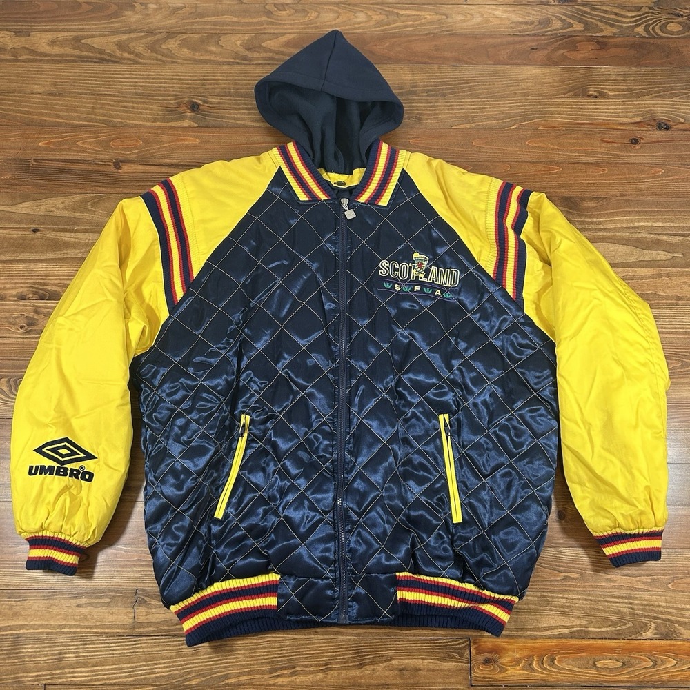 Vintage 1994-1996 Scotland Umbro Padded Track Jacket Rare W/ Hood Men's Size XL